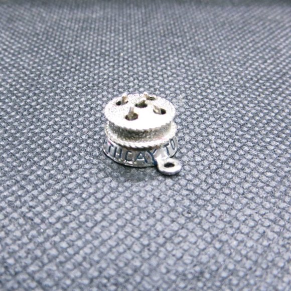 Vintage Silver Tone Happy Birthday Cake w/ Candles Bracelet Charm - Picture 3 of 3